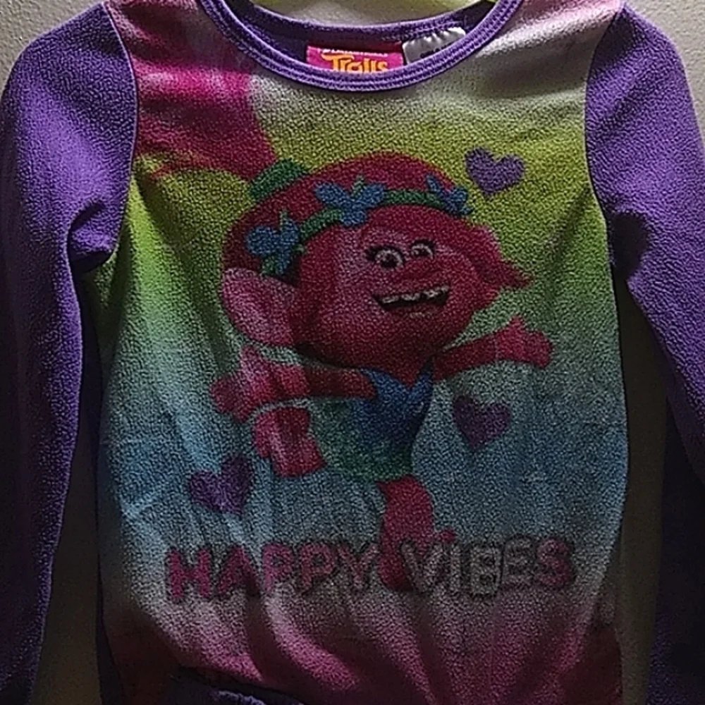 DreamWorks Trolls Girls Happy Vibes Sz 4/5 pajama set Pink Troll 💕 Hearts great